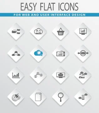 Data analytic and social network icons set Stock Illustration