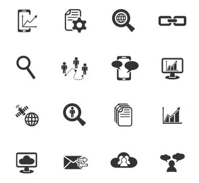 Data analytic and social network icon set 스톡 일러스트