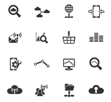 Data analytic and social network icon set 스톡 일러스트