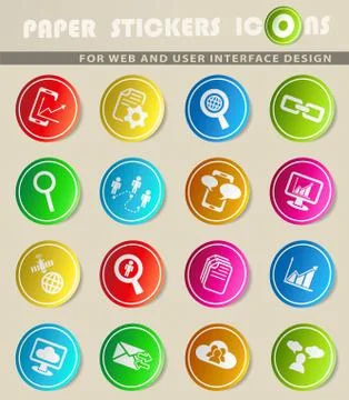 Data analytic and social network icon set Stockillustratie