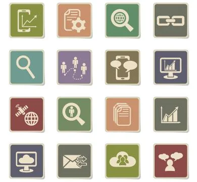 Data analytic and social network icon set 스톡 일러스트