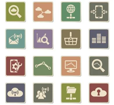 Data analytic and social network icon set 스톡 일러스트