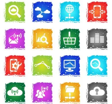 Data analytic and social network icon set 스톡 일러스트