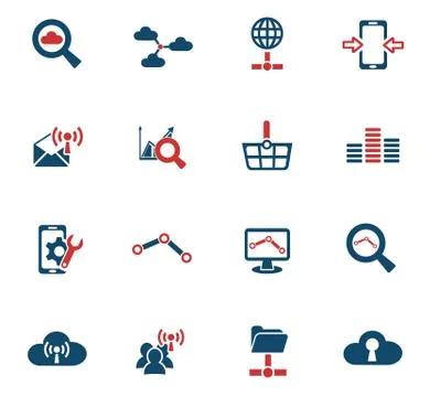 Data analytic and social network icon set 스톡 일러스트