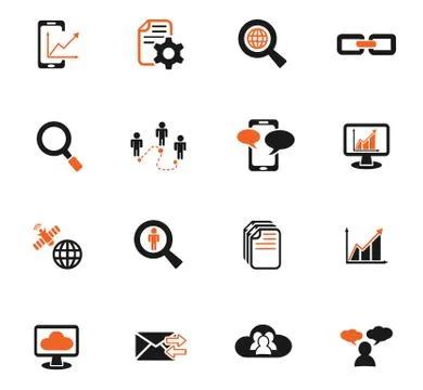 Data analytic and social network icon set 스톡 일러스트