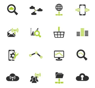 Data analytic and social network icon set 스톡 일러스트