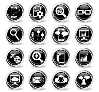 Data analytic and social network icon set 스톡 일러스트
