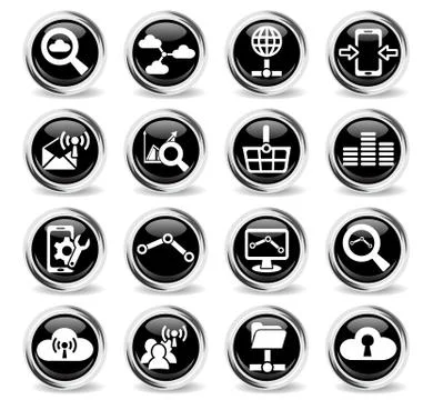 Data analytic and social network icon set 스톡 일러스트