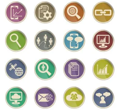Data analytic and social network icon set 스톡 일러스트