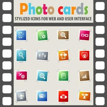 Data analytic and social network icon set Stockillustratie