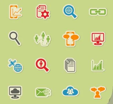 Data analytic and social network icon set 스톡 일러스트