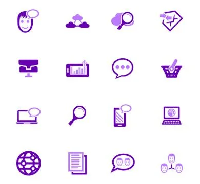 Data analytic and social network icons set Stock Illustration
