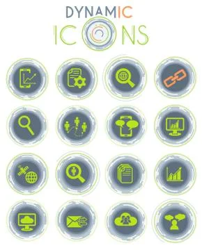 Data analytic and social network dynamic icons 스톡 일러스트