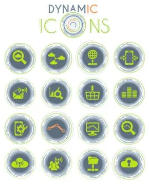 Data analytic and social network dynamic icons Stock Illustration