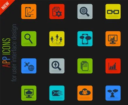Data analytic and social network icon set 스톡 일러스트