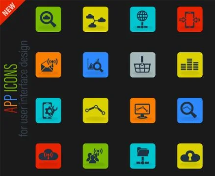 Data analytic and social network icon set 스톡 일러스트