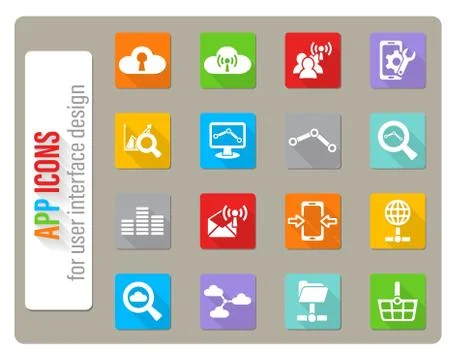 Data analytic and social network icon set 스톡 일러스트