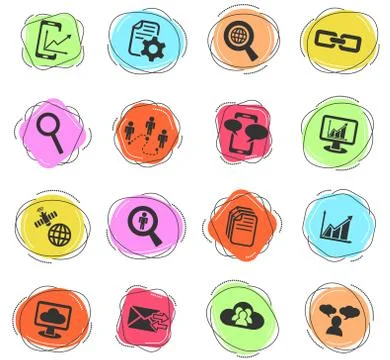 Data analytic and social network icon set 스톡 일러스트