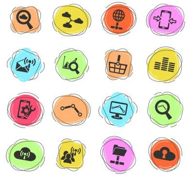 Data analytic and social network icon set 스톡 일러스트