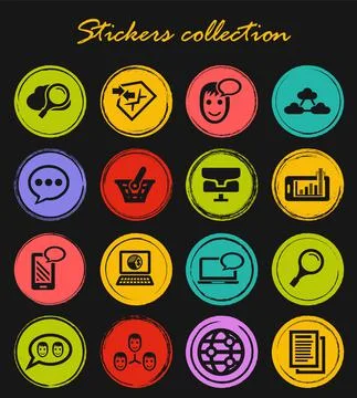Data analytic and social network icons set Stock Illustration
