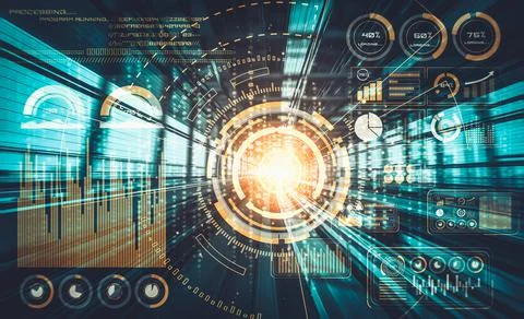 Data analytic concept with high speed motion digital transfer background Stock Illustration