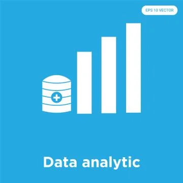 Data analytic icon isolated on blue background Free Stock Illustration