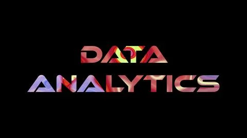 Data Analytic text on black background. Multicolored glossy technological w.. Stock Illustration