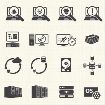 Data analytics 12Programmer software development and Database management icons Illustrazione stock