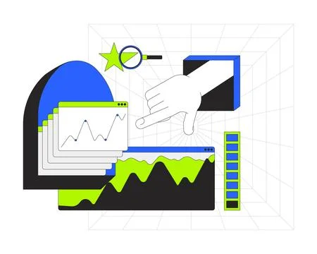 Data analytics 2D onboarding ui illustration Illustrazione stock