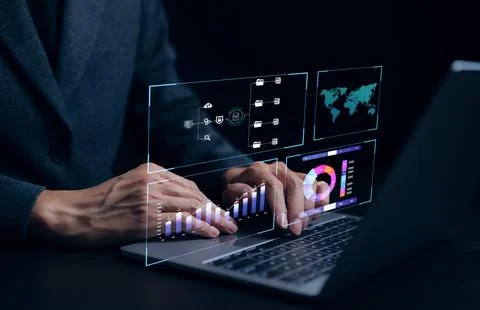 Data Analytics and Analyst working with computer in Business Management. Stock Photos