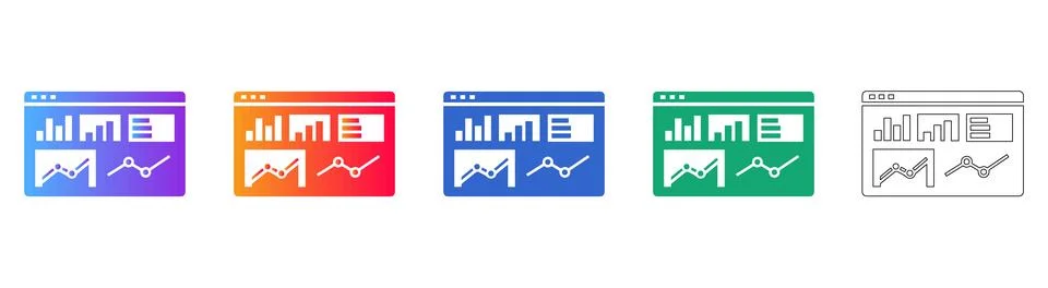 Data Analytics and Business Dashboard Icon Set Stock Illustration