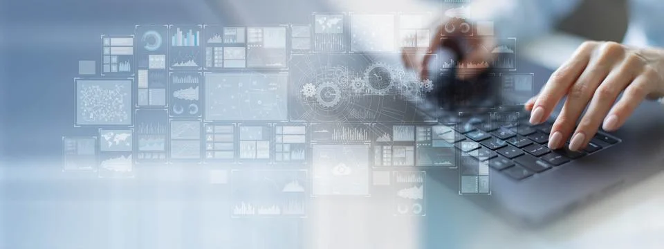 Data Analytics and Business Intelligence Dashboard Concept. Foto stock