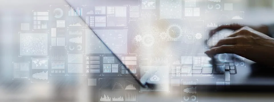 Data Analytics and Business Intelligence Dashboard Concept. Stockfoto's