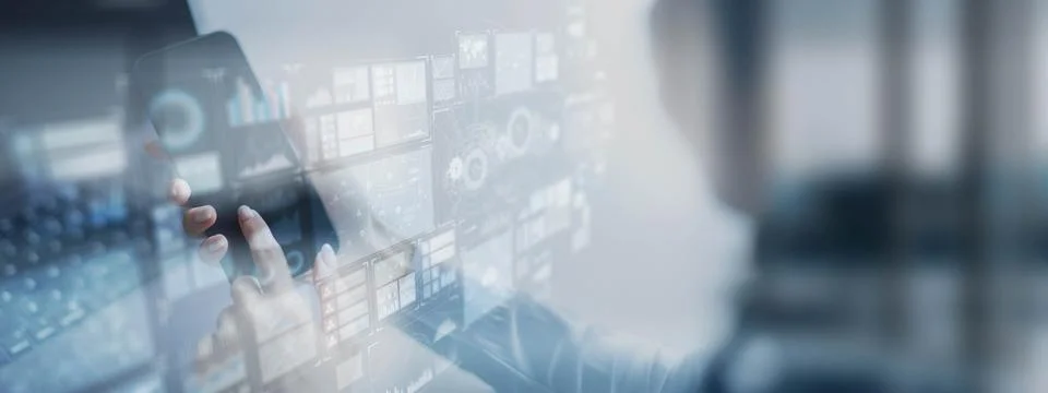 Data Analytics and Business Intelligence Dashboard Concept. Stock Photos