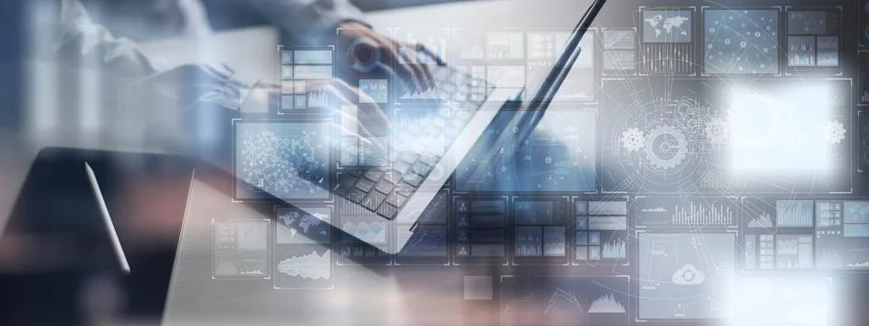 Data Analytics and Business Intelligence Dashboard Concept. 写真素材