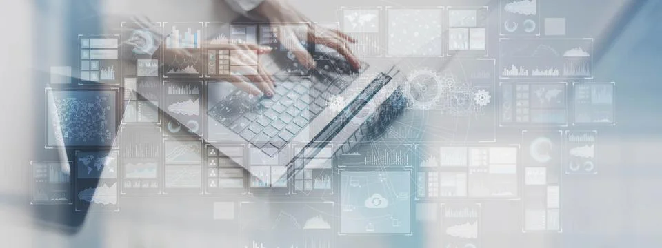 Data Analytics and Business Intelligence Dashboard Concept. Foto stock