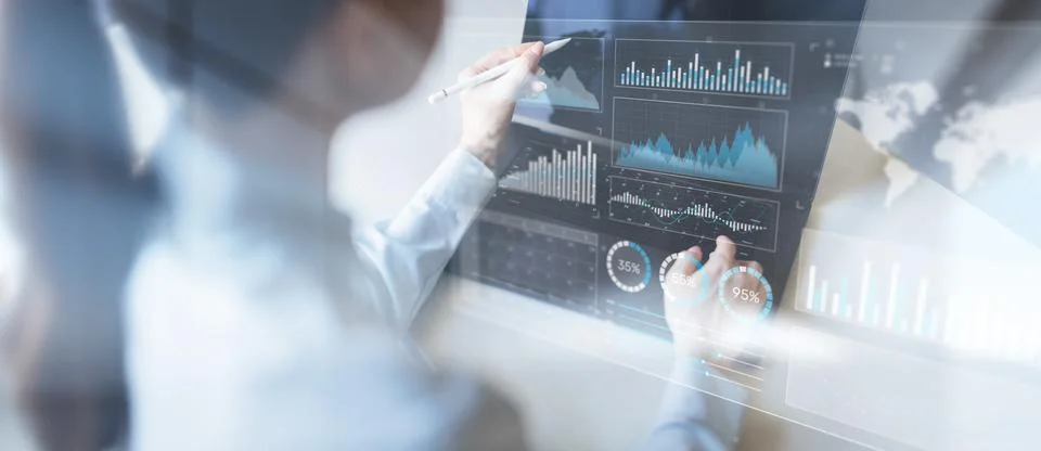Data Analytics and Business Performance Metrics Visualization. Stock Photos