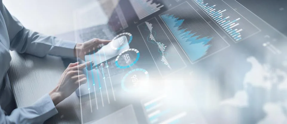 Data Analytics and Business Performance Metrics Visualization. Fotos de archivo