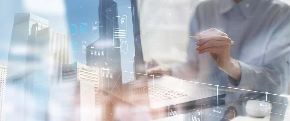 Data Analytics and Business Performance Metrics Visualization. Stock Photos