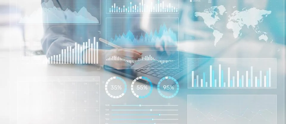 Data Analytics and Business Performance Metrics Visualization. 스톡 사진