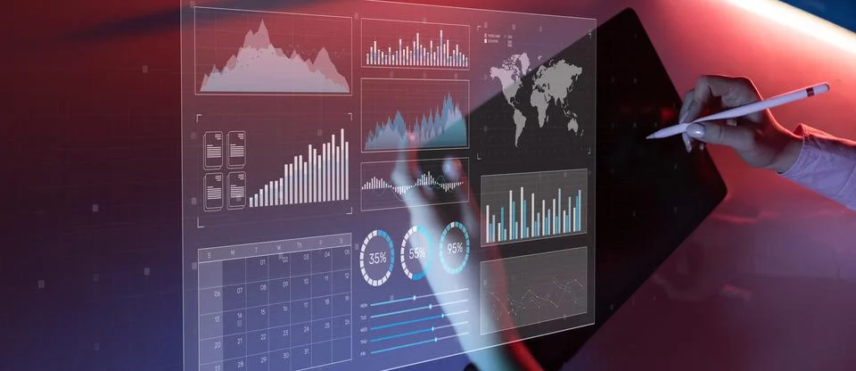 Data Analytics and Business Performance Metrics Visualization. Stock Photos