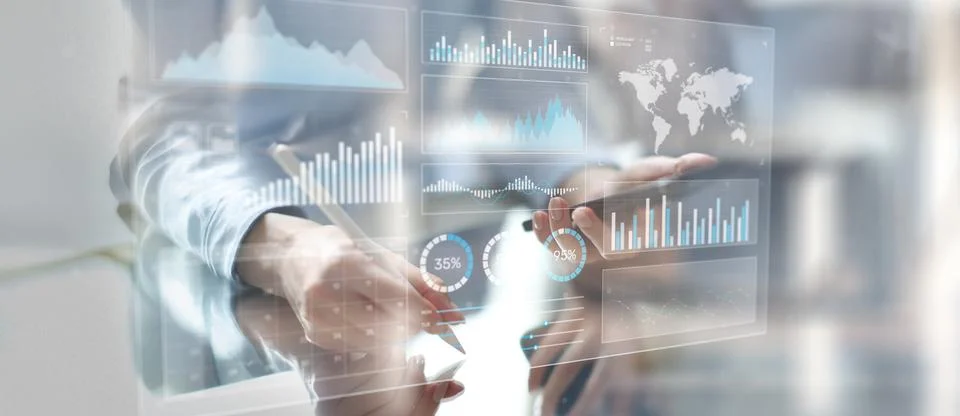 Data Analytics and Business Performance Metrics Visualization. Stock Photos