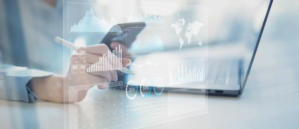 Data Analytics and Business Performance Metrics Visualization. Stockfoto's