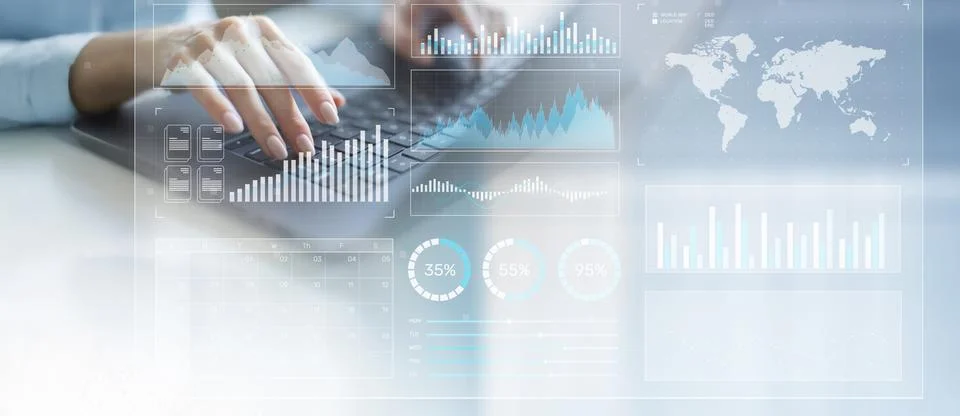 Data Analytics and Business Performance Metrics Visualization. Stock Photos