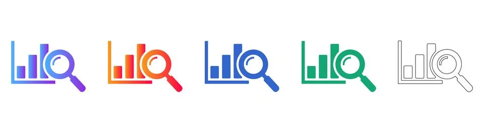 Data Analytics and Chart Analysis Icons Stock Illustration