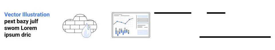 Data Analytics and Cloud Computing with Graphs and Charts for Business Insigh Illustrazione stock