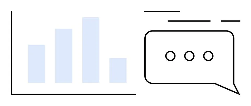 Data Analytics and Communication Concept with Bar Chart and Speech Bubble Stock Illustration