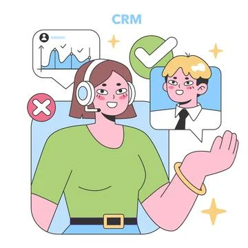 Data analytics and CRM software. Flat vector illustration Illustrazione stock
