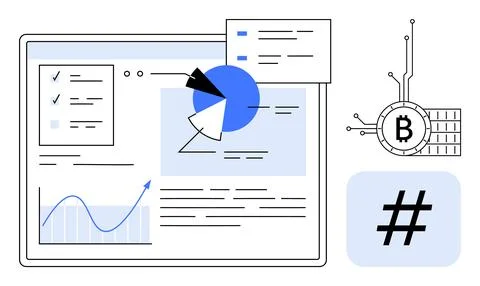 Data Analytics and Cryptocurrency Integrations in Modern Technology Concepts Stock Illustration