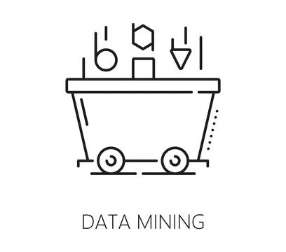 Data analytics and data mining analysis line icon Stock Illustration